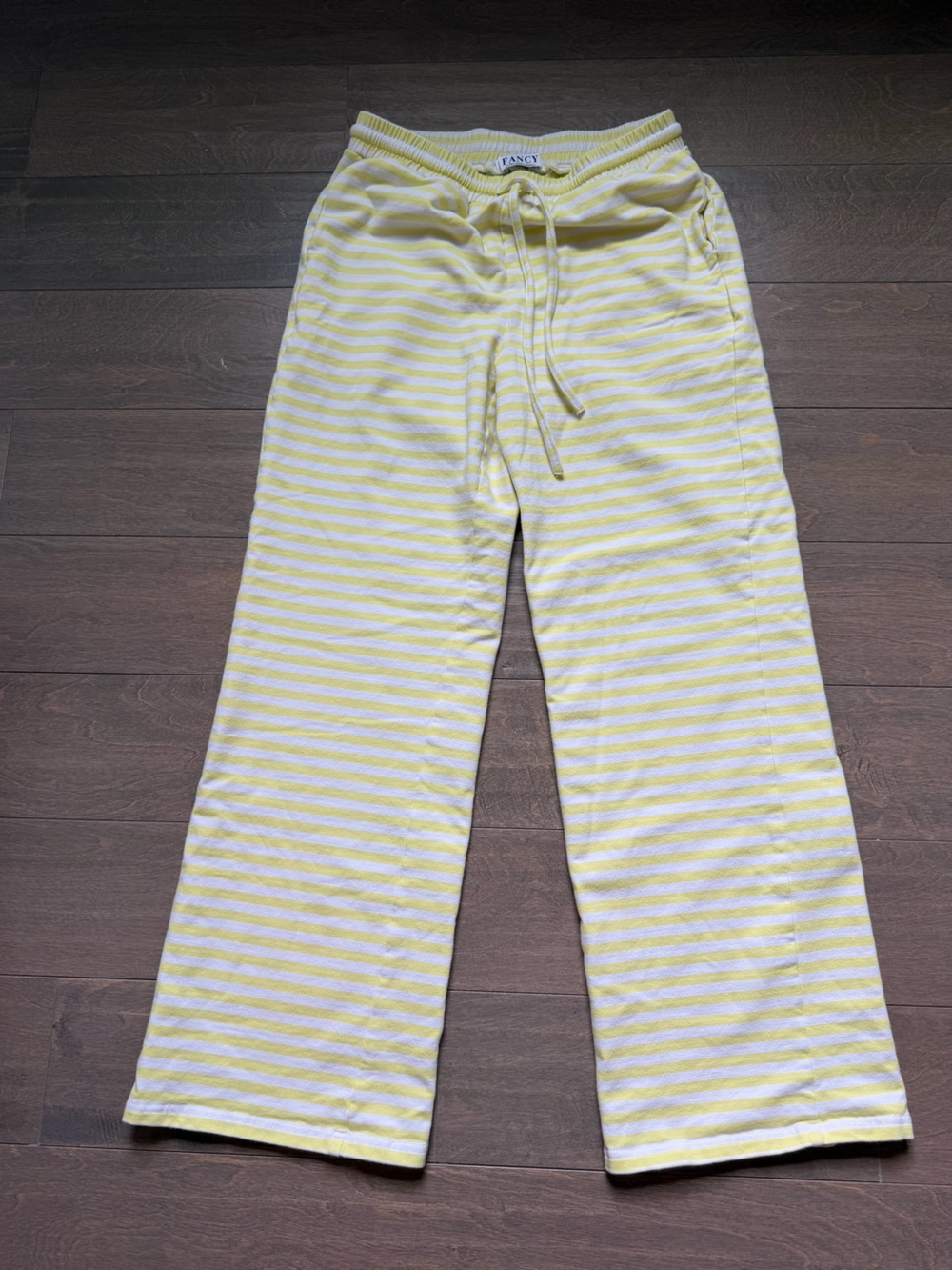 FancyDBoutique -Yellow & White Striped Drawstring Pants Women